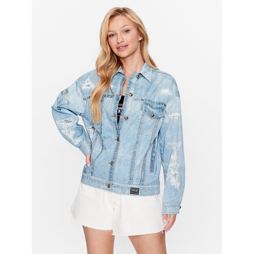 Versace Jeans Couture Kurtka jeansowa 74HAS44P Niebieski Regular Fit ze sklepu MODIVO w kategorii Kurtki damskie - zdjęcie 182597566