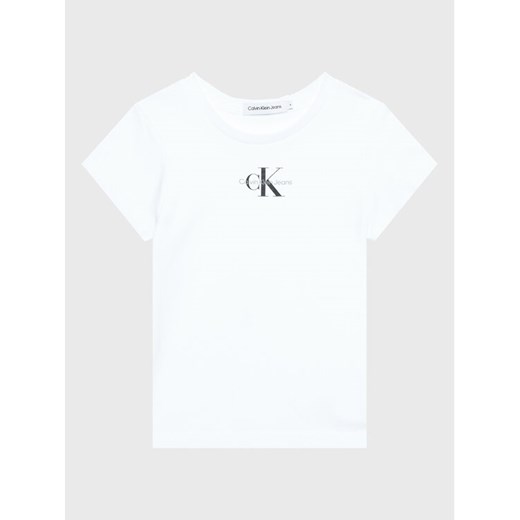Calvin Klein Jeans T-Shirt Micro Monogram IG0IG01470 Biały Regular Fit ze sklepu MODIVO w kategorii T-shirty chłopięce - zdjęcie 182597629