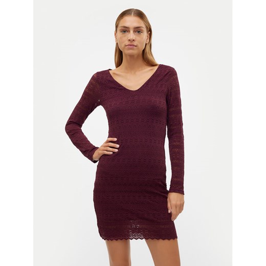 Vero Moda Sukienka koktajlowa Zoe 10315445 Bordowy Slim Fit ze sklepu MODIVO w kategorii Sukienki - zdjęcie 182597637