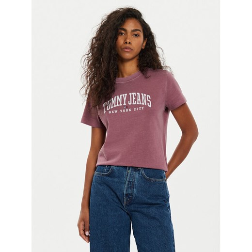 Tommy Jeans T-Shirt Varsity DW0DW19826 Fioletowy Regular Fit ze sklepu MODIVO w kategorii Bluzki damskie - zdjęcie 182597816