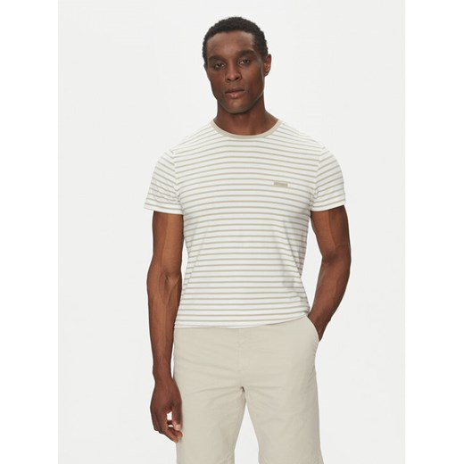 Calvin Klein T-Shirt Stretch Slim Stripe T-Shirt K10K114177 Biały Regular Fit ze sklepu MODIVO w kategorii T-shirty męskie - zdjęcie 182598138