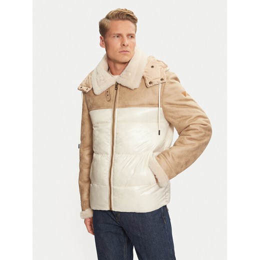 Guess Kurtka zimowa M4BL37 WGJL0 Beżowy Regular Fit ze sklepu MODIVO w kategorii Kurtki męskie - zdjęcie 182598236