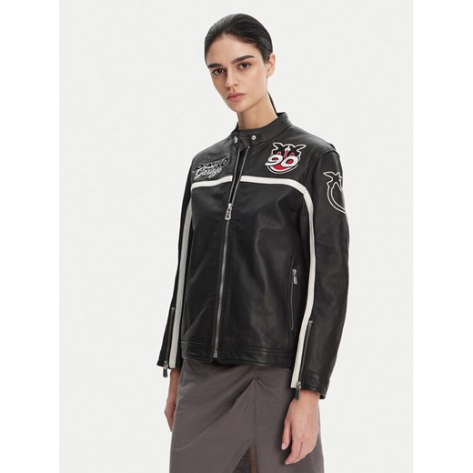 PINKO Kurtka skórzana 105296 A2N5 Czarny Regular Fit ze sklepu MODIVO w kategorii Kurtki damskie - zdjęcie 182598397