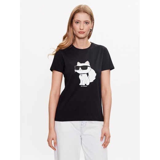 KARL LAGERFELD T-Shirt Ikonik 2.0 Choupette 230W1703 Czarny Regular Fit ze sklepu MODIVO w kategorii Bluzki damskie - zdjęcie 182598408