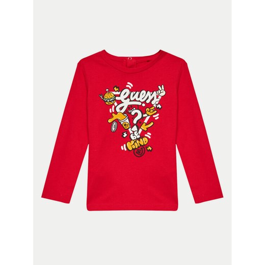 Guess Bluzka I4YI02 K8HM4 Czerwony Regular Fit ze sklepu MODIVO w kategorii Kaftaniki i bluzki - zdjęcie 182598589
