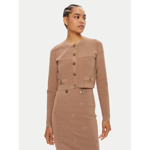 Pinko Kardigan Ciliegio 102881 A1LK Beżowy Regular Fit ze sklepu MODIVO w kategorii Swetry damskie - zdjęcie 182598707