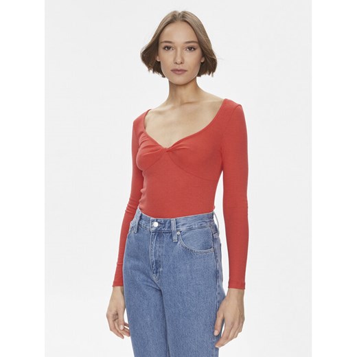 Pepe Jeans Bluzka Huala PL505755 Czerwony Slim Fit ze sklepu MODIVO w kategorii Bluzki damskie - zdjęcie 182598918