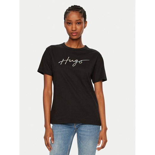 HUGO T-Shirt Damacia 50535491 Czarny Regular Fit ze sklepu MODIVO w kategorii Bluzki damskie - zdjęcie 182599027
