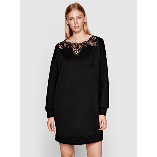 Ermanno Firenze Sukienka dzianinowa Q016ED4 Czarny Relaxed Fit ze sklepu MODIVO w kategorii Sukienki - zdjęcie 182599115