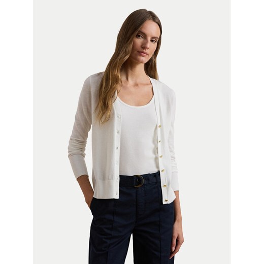 LAUREN RALPH LAUREN Kardigan 200831710002 Biały Slim Fit ze sklepu MODIVO w kategorii Swetry damskie - zdjęcie 182599357