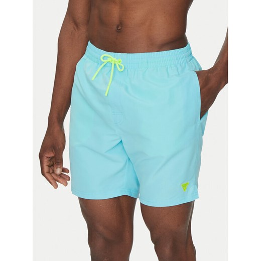 Guess Szorty kąpielowe F4GT03 WG282 Błękitny Regular Fit ze sklepu MODIVO w kategorii Kąpielówki - zdjęcie 182599526