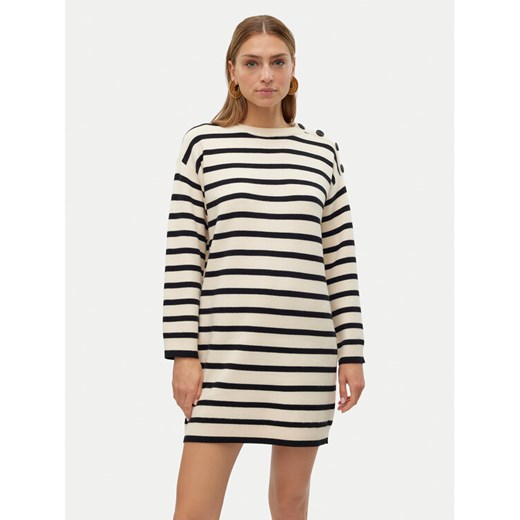 Vero Moda Sukienka dzianinowa Saba 10309307 Beżowy Loose Fit ze sklepu MODIVO w kategorii Sukienki - zdjęcie 182599688