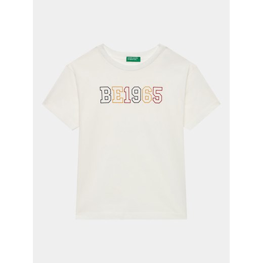 United Colors Of Benetton T-Shirt 3I1XC10D6 Biały Regular Fit ze sklepu MODIVO w kategorii Bluzki dziewczęce - zdjęcie 182599829