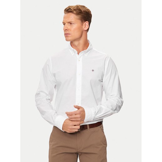 Gant Koszula Poplin 3000102 Biały Slim Fit ze sklepu MODIVO w kategorii Koszule męskie - zdjęcie 182599875