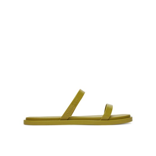 Calvin Klein Klapki Double Bar Slide - Jelly HW0HW02417 Zielony ze sklepu MODIVO w kategorii Klapki damskie - zdjęcie 182599906