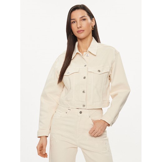 United Colors Of Benetton Kurtka jeansowa 25Z2DN05C Écru Regular Fit ze sklepu MODIVO w kategorii Kurtki damskie - zdjęcie 182600017