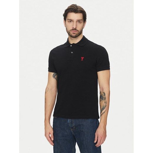 AMI PARIS Polo BFUPL001.760 Czarny Regular Fit ze sklepu MODIVO w kategorii T-shirty męskie - zdjęcie 182600068