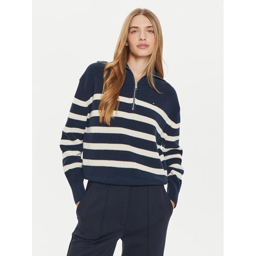 Tommy Hilfiger Sweter WW0WW42141 Granatowy Relaxed Fit ze sklepu MODIVO w kategorii Swetry damskie - zdjęcie 182600117