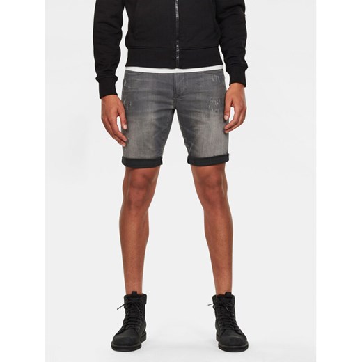 G-Star Raw Szorty jeansowe 3301 D10481-6132 Szary Slim Fit ze sklepu MODIVO w kategorii Spodenki męskie - zdjęcie 182600407