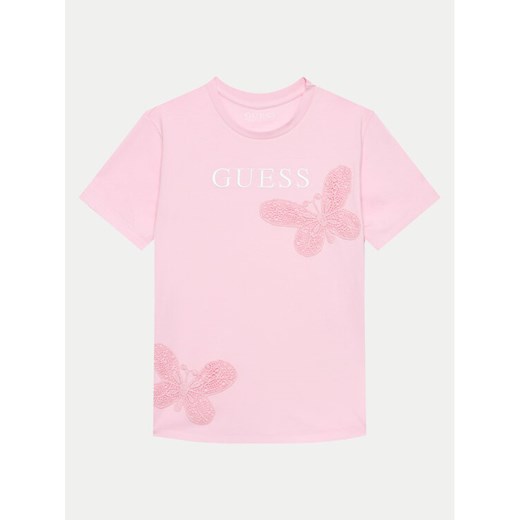 Guess T-Shirt J4GI20 K8HM4 Różowy Regular Fit ze sklepu MODIVO w kategorii Bluzki dziewczęce - zdjęcie 182600585