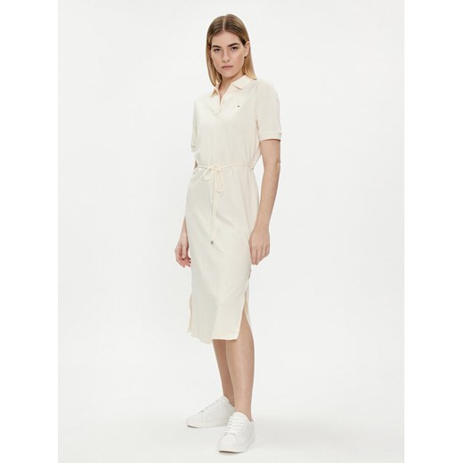 Tommy Hilfiger Sukienka codzienna WW0WW41278 Écru Regular Fit ze sklepu MODIVO w kategorii Sukienki - zdjęcie 182600587
