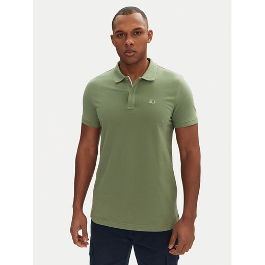 Tommy Jeans Polo DM0DM20676 Zielony Slim Fit ze sklepu MODIVO w kategorii T-shirty męskie - zdjęcie 182600845