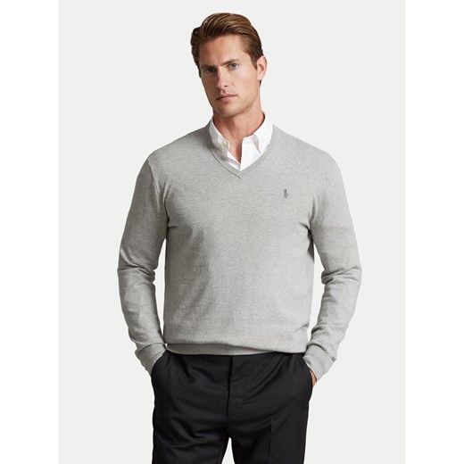 Polo Ralph Lauren Sweter 710670789002 Szary Slim Fit ze sklepu MODIVO w kategorii Swetry męskie - zdjęcie 182601069