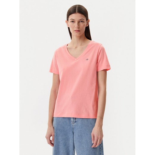 Gant T-Shirt Shield 4200750 Różowy Regular Fit ze sklepu MODIVO w kategorii Bluzki damskie - zdjęcie 182601145