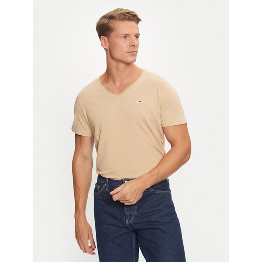 Tommy Jeans T-Shirt Jaspe DM0DM09587 Beżowy Slim Fit ze sklepu MODIVO w kategorii T-shirty męskie - zdjęcie 182601245