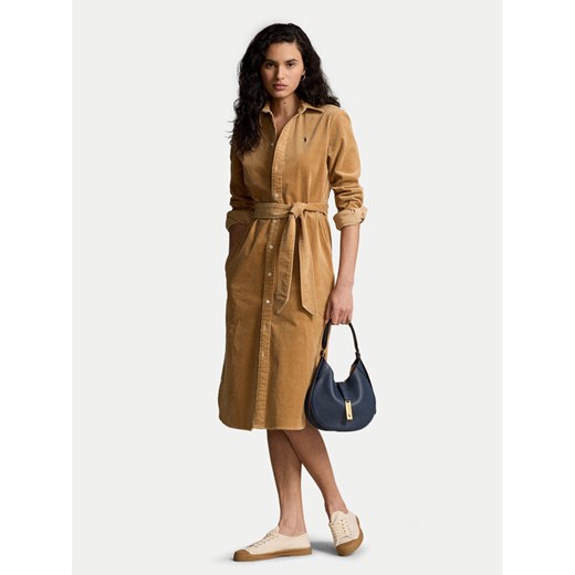 Polo Ralph Lauren Sukienka koszulowa 211941474003 Beżowy Regular Fit ze sklepu MODIVO w kategorii Sukienki - zdjęcie 182601336