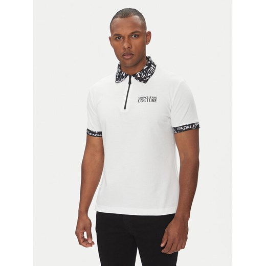 Versace Jeans Couture Polo 78GAGT02 Biały Regular Fit ze sklepu MODIVO w kategorii T-shirty męskie - zdjęcie 182601428