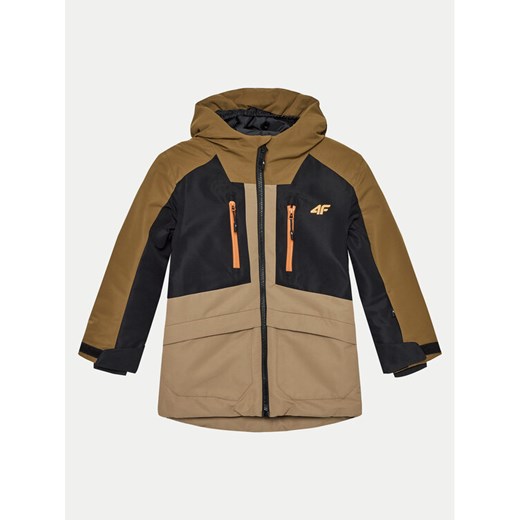 4F Kurtka snowboardowa 4FJWAW24TTJAM539 Brązowy Regular Fit ze sklepu MODIVO w kategorii Kurtki chłopięce - zdjęcie 182601557