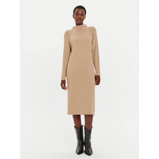 United Colors Of Benetton Sukienka dzianinowa 1235DV01T Beżowy Regular Fit ze sklepu MODIVO w kategorii Sukienki - zdjęcie 182601596