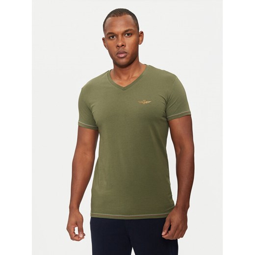 Aeronautica Militare T-Shirt AM1UTI004 Zielony Slim Fit Aeronautica Militare M MODIVO