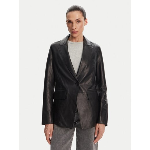 Serge Pariente Kurtka skórzana Caprice Czarny Slim Fit ze sklepu MODIVO w kategorii Kurtki damskie - zdjęcie 182601677