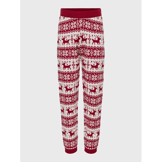 Kids ONLY Spodnie dzianinowe Xmas 15273656 Czerwony Regular Fit ze sklepu MODIVO w kategorii Spodnie dziewczęce - zdjęcie 182601686