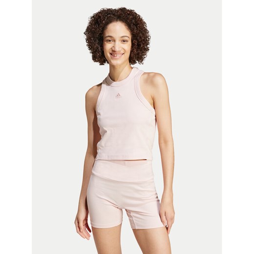 adidas Top Lounge IY6735 Różowy Slim Fit ze sklepu MODIVO w kategorii Bluzki damskie - zdjęcie 182601958