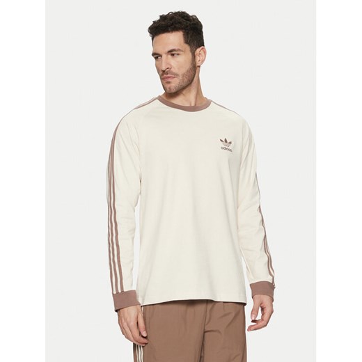 adidas Longsleeve adicolor Classics 3-Stripes JN7022 Écru Slim Fit ze sklepu MODIVO w kategorii T-shirty męskie - zdjęcie 182601987