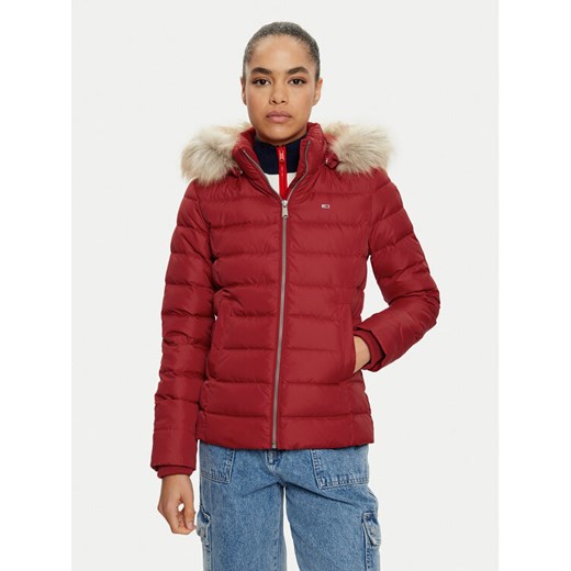 Tommy Jeans Kurtka puchowa Basic DW0DW18312 Czerwony Slim Fit ze sklepu MODIVO w kategorii Kurtki damskie - zdjęcie 182602178
