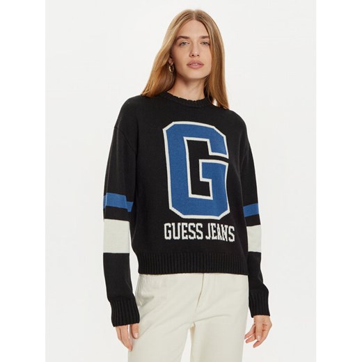 Guess Jeans Sweter W4BR11 Z3HN2 Czarny Regular Fit ze sklepu MODIVO w kategorii Swetry damskie - zdjęcie 182602186
