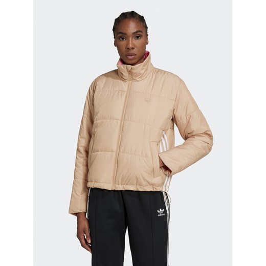 adidas Kurtka przejściowa Short Puffer Jacket HM2614 Beżowy Loose Fit ze sklepu MODIVO w kategorii Kurtki damskie - zdjęcie 182602258