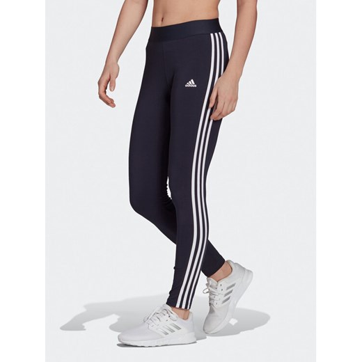 adidas Legginsy 3 Stripes Leggings H07771 Niebieski ze sklepu MODIVO w kategorii Spodnie damskie - zdjęcie 182602409