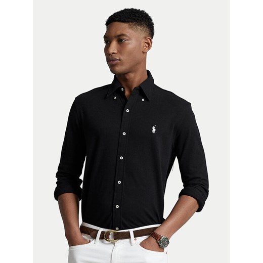 Polo Ralph Lauren Koszula Pique 710654408 Czarny Regular Fit ze sklepu MODIVO w kategorii Koszule męskie - zdjęcie 182602459