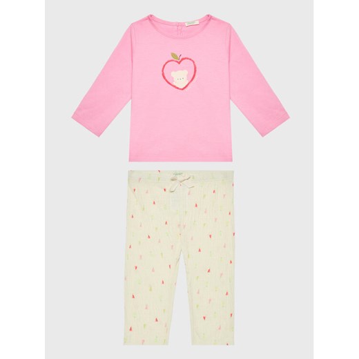 United Colors Of Benetton Komplet bluzka i legginsy 3QMFA102G Różowy Regular Fit ze sklepu MODIVO w kategorii Komplety niemowlęce - zdjęcie 182602516
