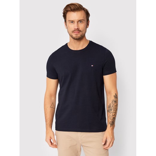 Tommy Hilfiger T-Shirt Core Stretch MW0MW27539 Granatowy Slim Fit ze sklepu MODIVO w kategorii T-shirty męskie - zdjęcie 182602958