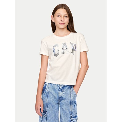 Gap T-Shirt 628663 Biały Regular Fit ze sklepu MODIVO w kategorii Bluzki dziewczęce - zdjęcie 182603075