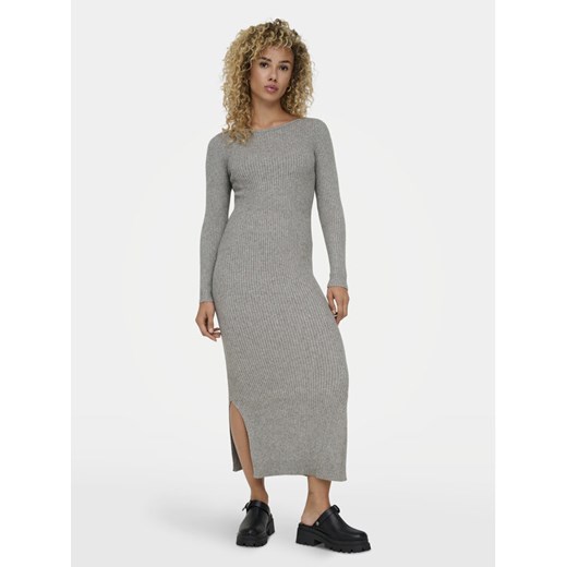 ONLY Sukienka dzianinowa Katia 15324649 Szary Slim Fit ze sklepu MODIVO w kategorii Sukienki - zdjęcie 182603895