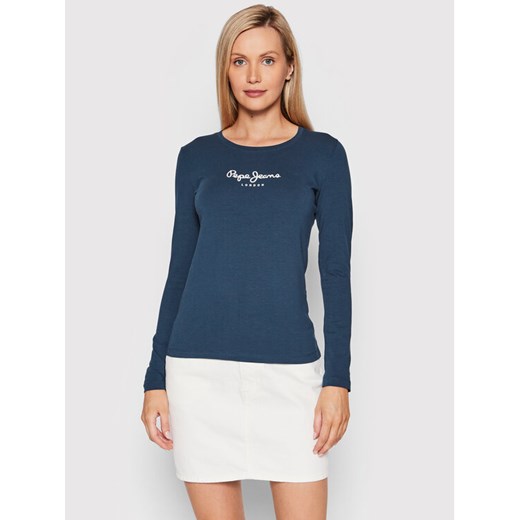 Pepe Jeans Bluzka New Virginia PL505203 Granatowy Slim Fit ze sklepu MODIVO w kategorii Bluzki damskie - zdjęcie 182603946
