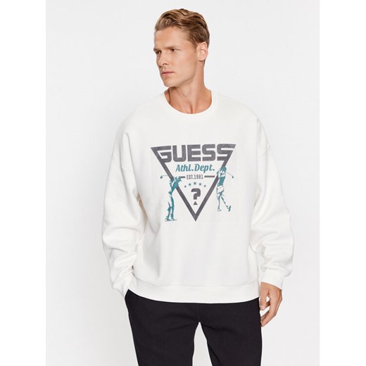 Guess Bluza Z3BQ08 KBXX1 Biały Regular Fit ze sklepu MODIVO w kategorii Bluzy męskie - zdjęcie 182604068