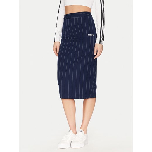 adidas Spódnica ołówkowa Pinstripe JD2576 Granatowy Slim Fit ze sklepu MODIVO w kategorii Spódnice - zdjęcie 182604147